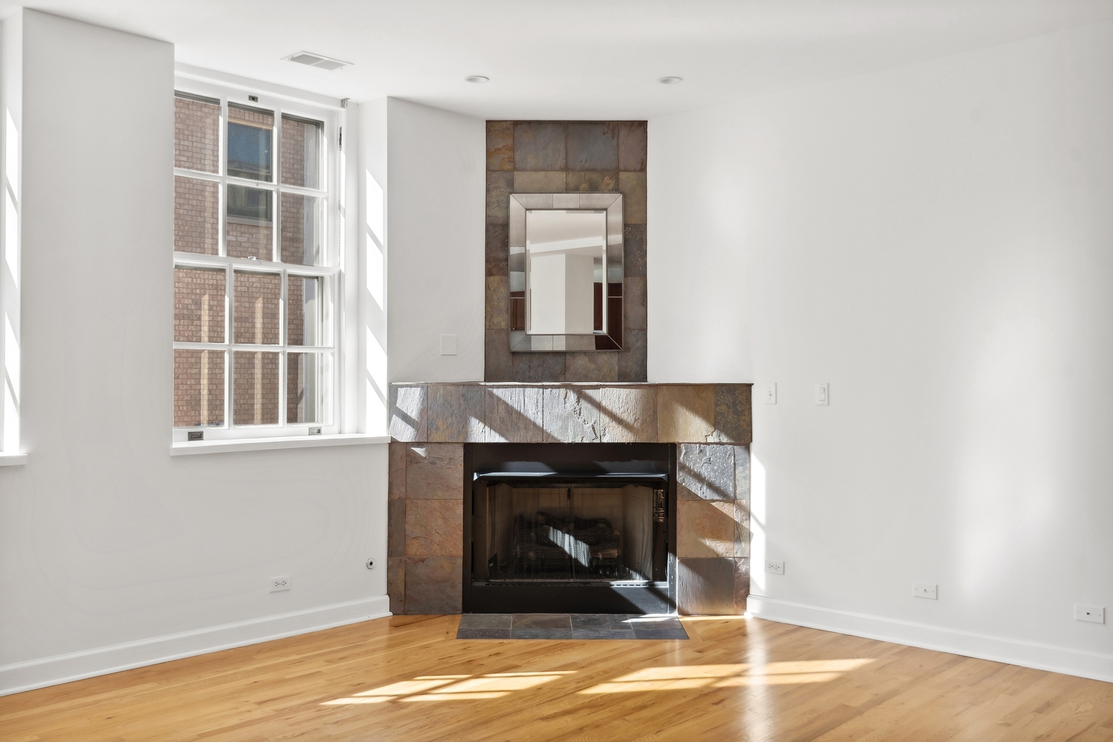 25 Ronan Road, Unit 106 Highwood, IL 60040 - Photo 7 of 14 a living room with a fireplace and a fireplace