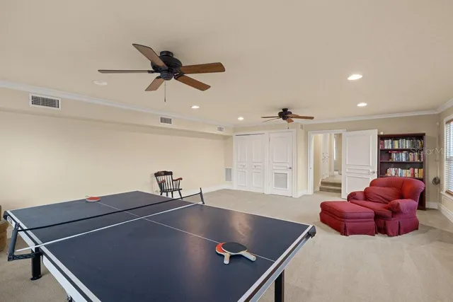 a view of a golf course with a lake