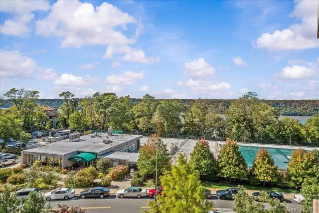 a view of a lake with a mountain in the background