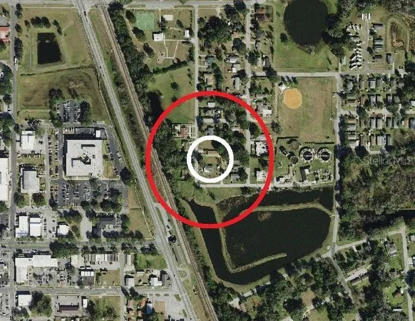 an aerial view of swimming pool