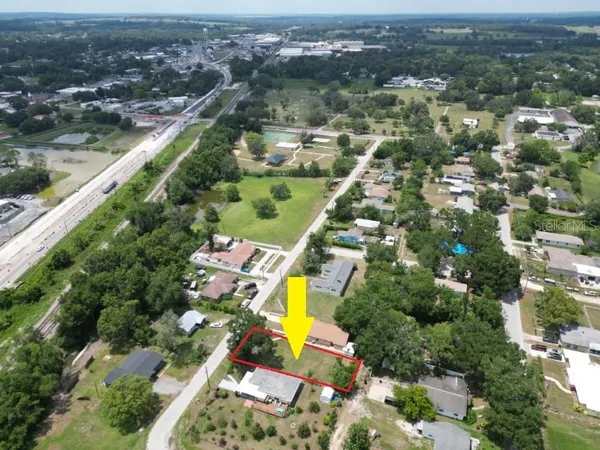 an aerial view of a house