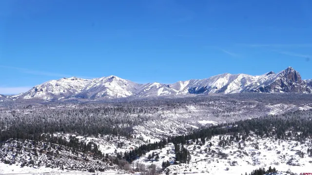 a view of a snow in a yard