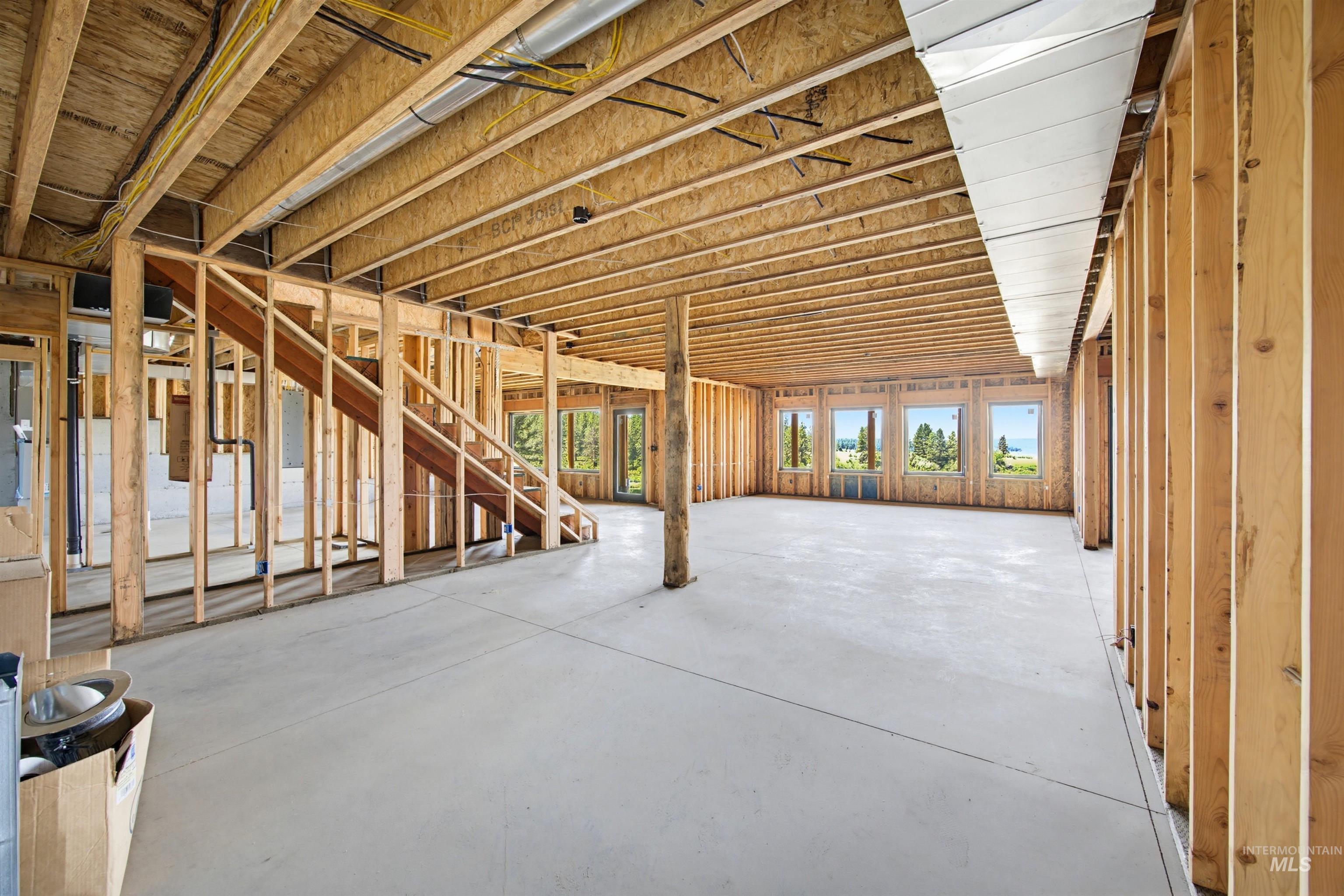 3322 Big Creek Road New Meadows, ID 83654 - Photo 27 of 50 Framed lower level with a poured concrete floor and exposed wood ceiling joists