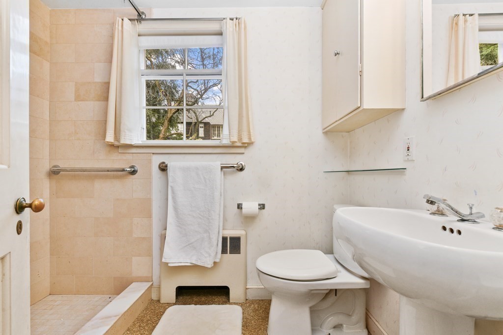 28 Tyler Road Belmont, MA 02478 - Photo 17 of 27 a bathroom with a sink toilet and shower