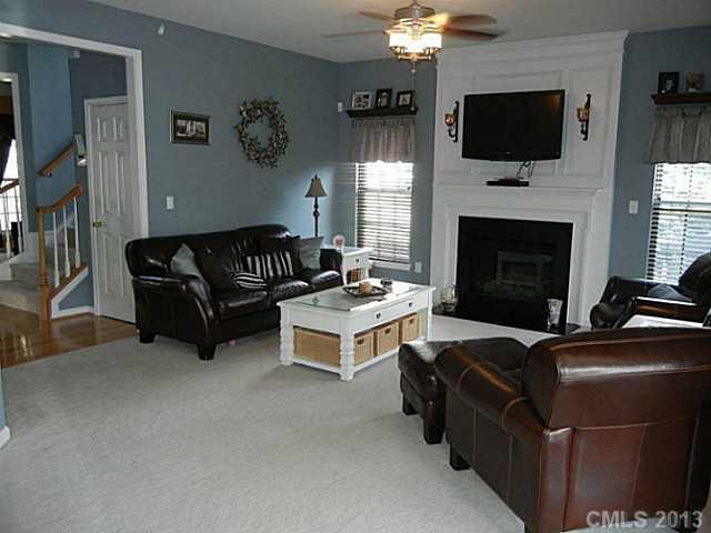 310 Prestmont Court Fort Mill, SC 29708 - Photo 6 of 13 a living room with furniture a flat screen tv and a fireplace