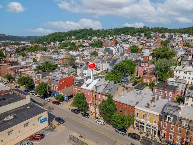 an aerial view of a city
