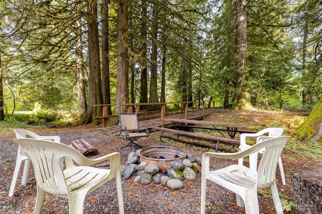 a view of an outdoor space with seating