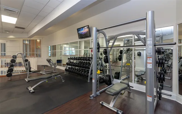 a view of a room with gym equipment