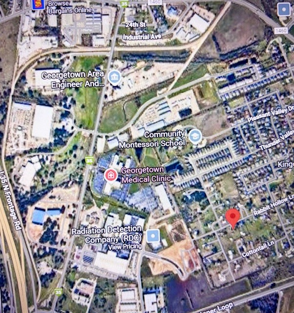 211 Rabbit Hollow Lane Georgetown, TX 78626 - Photo 33 of 34 Aerial map of property and surrounding area