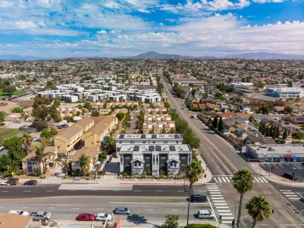an aerial view of multiple house