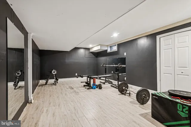 a room with gym equipment
