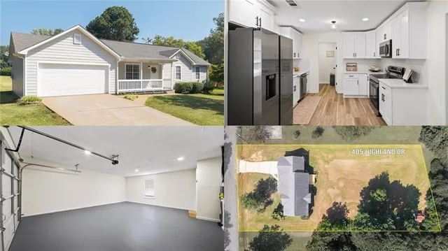 a view of kitchen with furniture and refrigerator