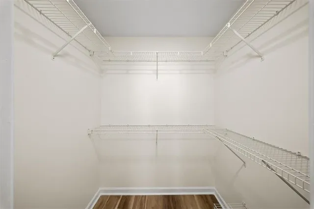 a view of a room with racks on the wall