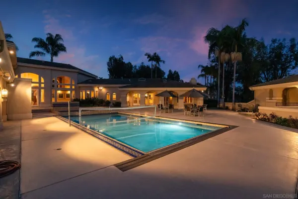 swimming pool with outdoor seating