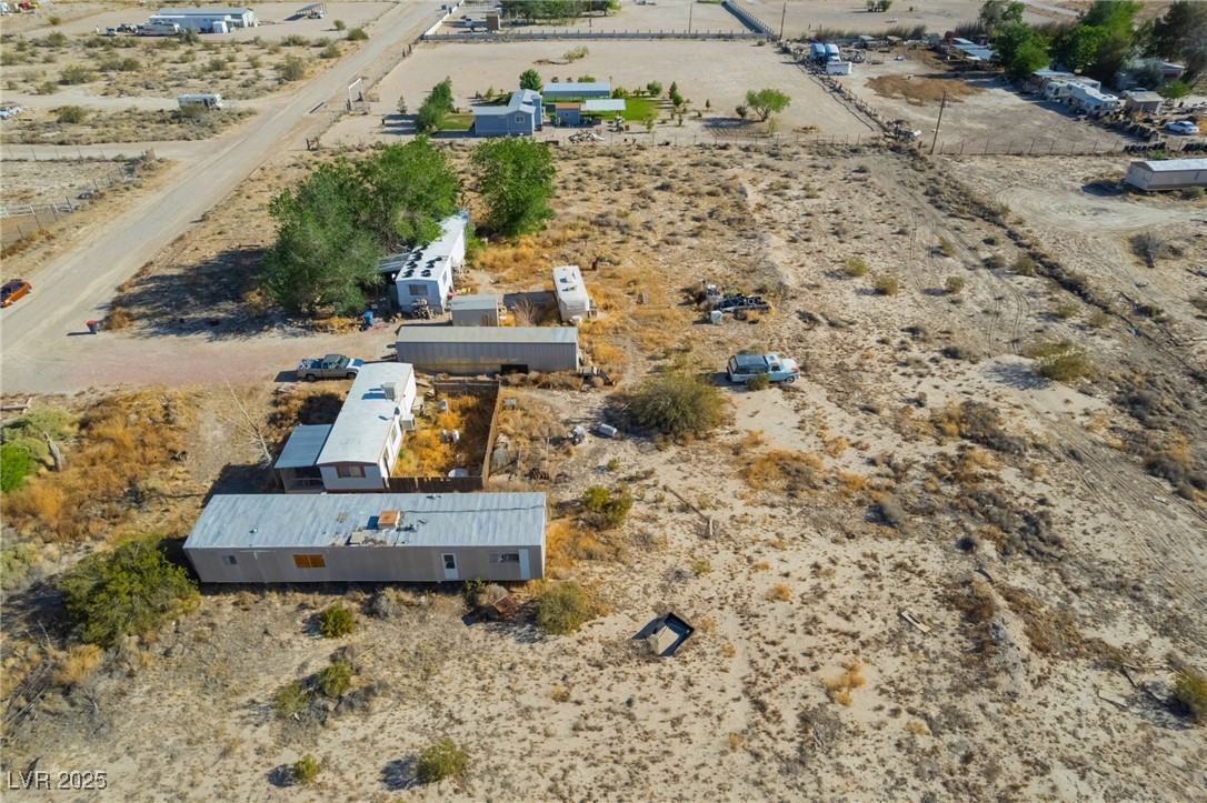 Aerial view of sparsely populated area featuring a desert landscape