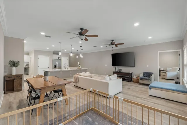 a living room with furniture