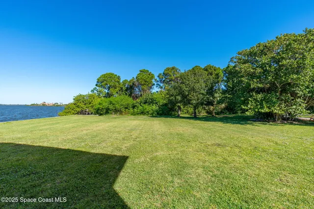 a view of a field with an ocean