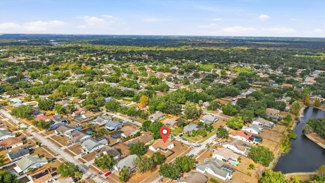 a view of city and green space