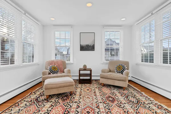 a view of entryway with wooden floor