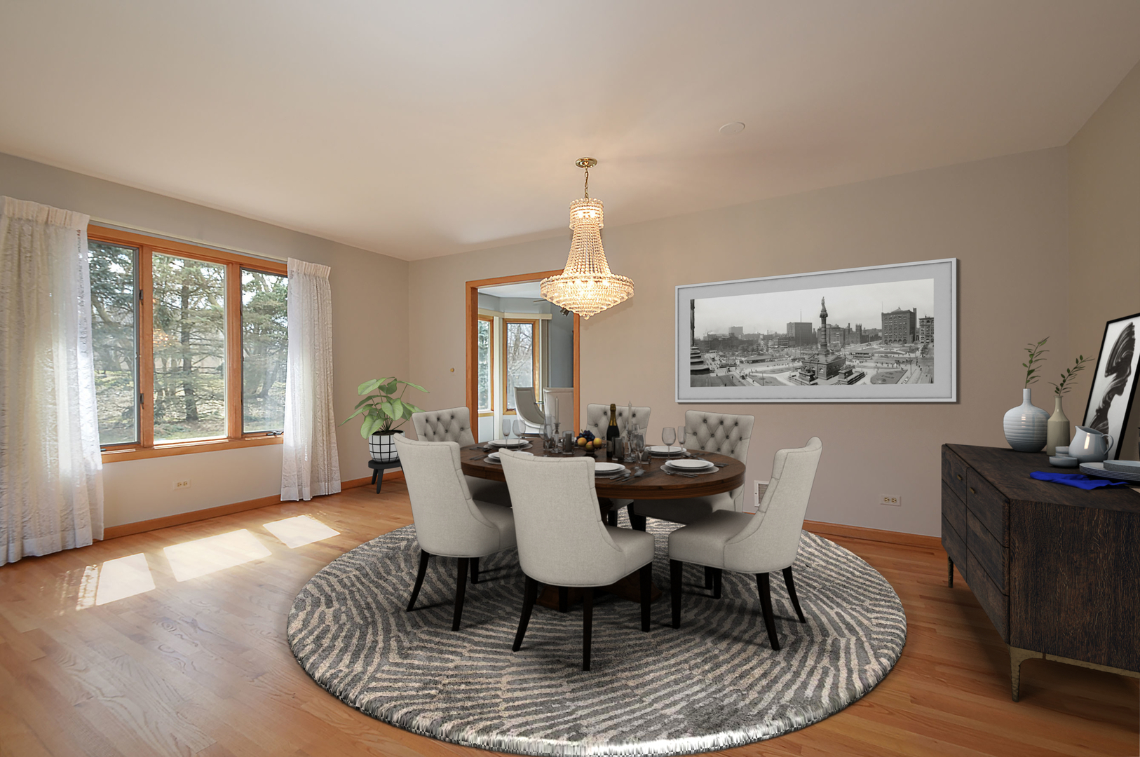102 North Haman Road Inverness, IL 60010 - Photo 4 of 25 a dining room with furniture a window and wooden floor