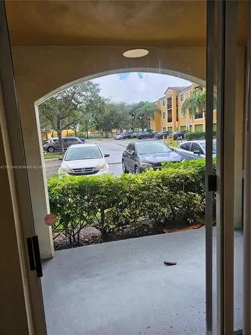 a view of a garden from a window