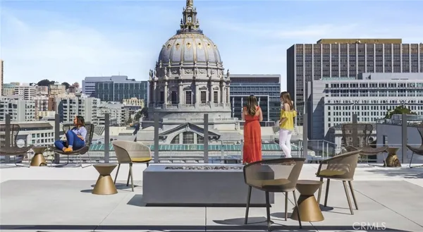 a view of a city with tall buildings