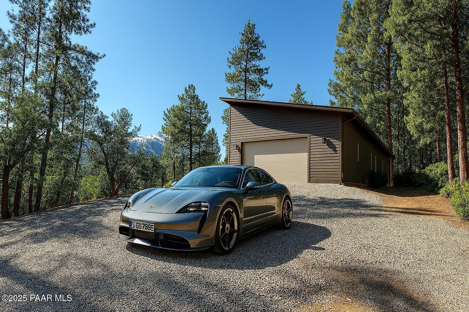 a car parked in front of a house