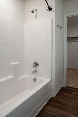 a bathroom with a bathtub