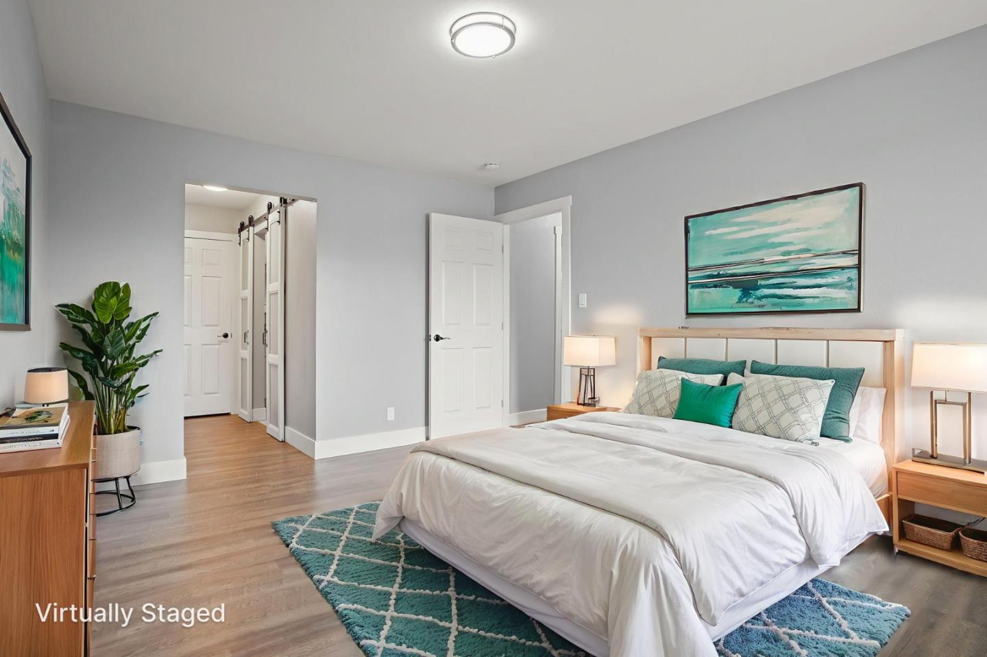 2510 Redwood Road Napa, CA 94558 - Photo 12 of 29 a bedroom with bed and a potted plant