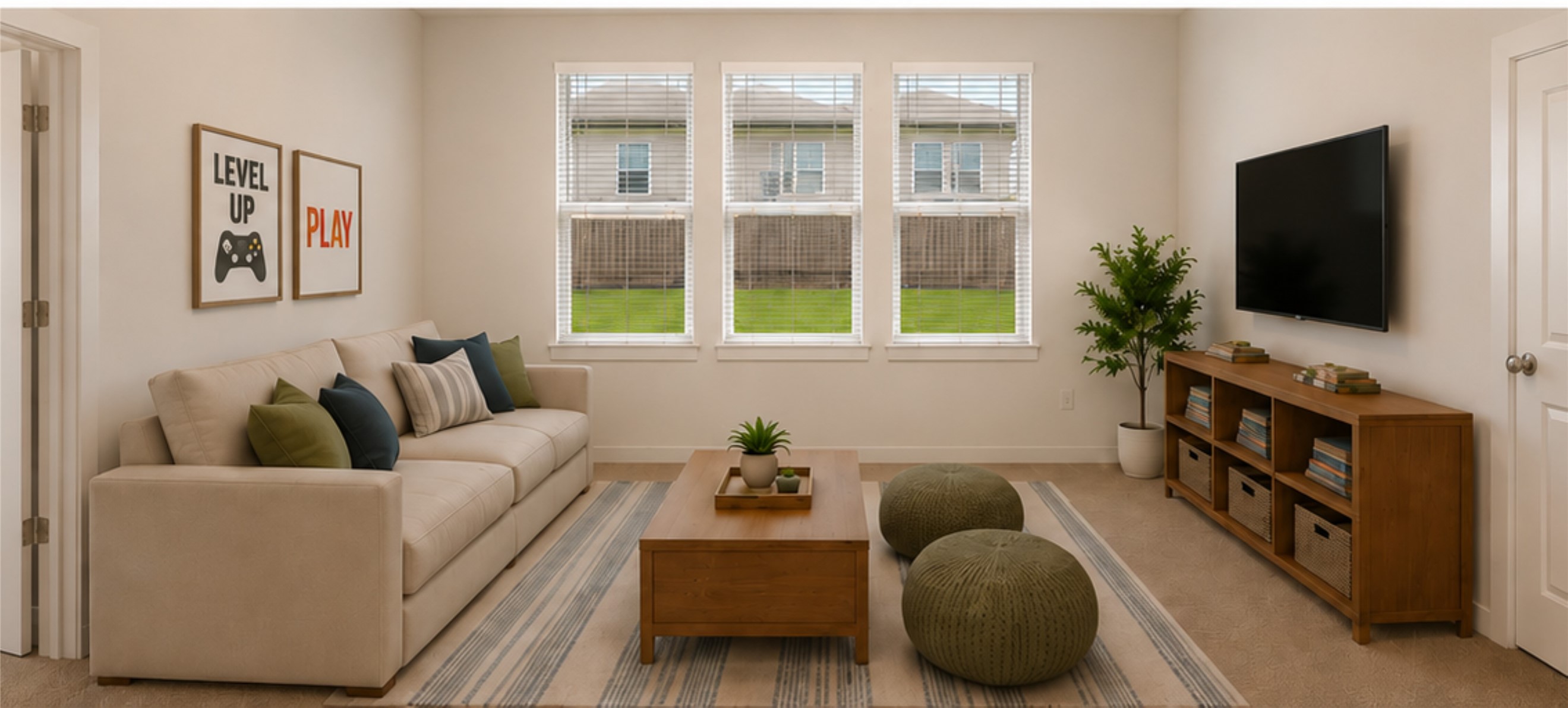 205 Wingstem Way Georgetown, TX 78633 - Photo 19 of 29 A comfortable gathering space, this bonus living area features large windows and soft carpet underfoot. Virtually staged