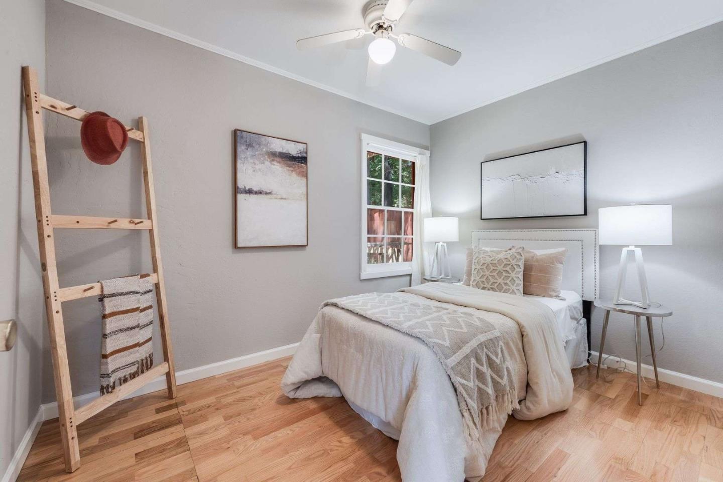 2513 Alpine Road Menlo Park, CA 94025 - Photo 31 of 41 a bedroom with a bed and a lamp on table