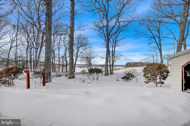 a view of snow on the roadside