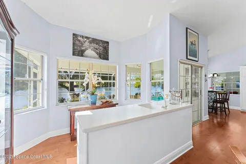 a view of outdoor space with garden and trees