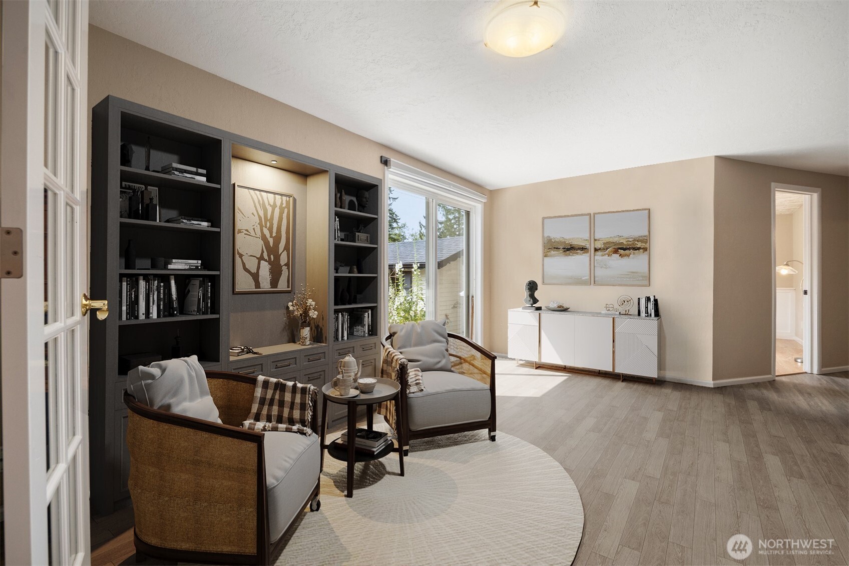 1000 Samish Way Bellingham, WA 98229 - Photo 21 of 40 a living room with furniture and a book shelf