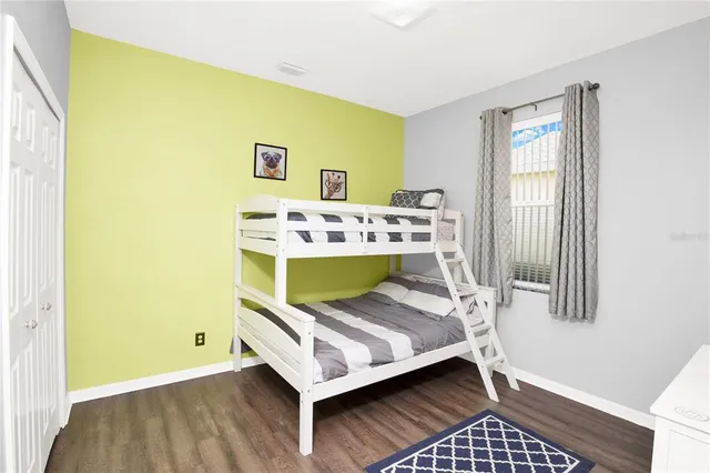 a room with a bed and a table