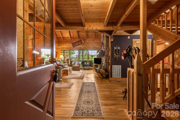 a view of a entryway with wooden walls