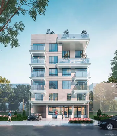 a roof deck with tall buildings