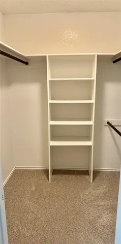 a room with an empty walk in closet