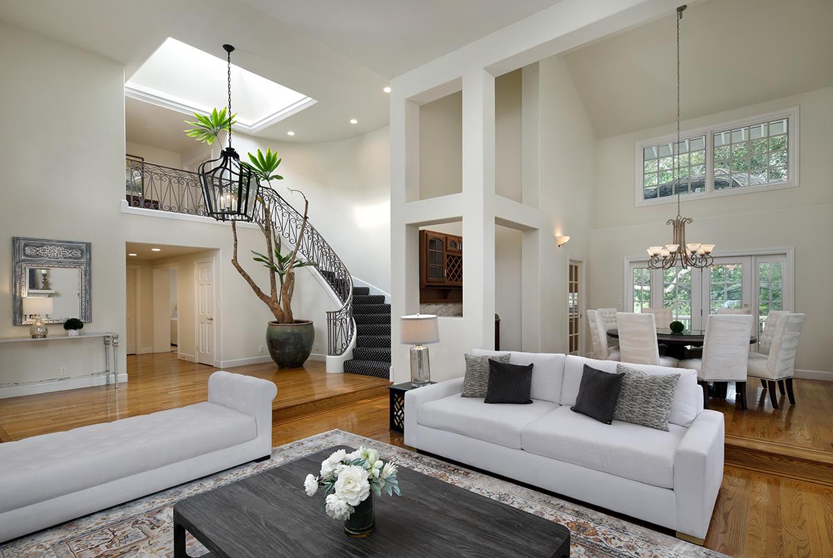 340 Jane Drive Woodside, CA 94062 - Photo 12 of 48 a living room with furniture chandelier and a chandelier