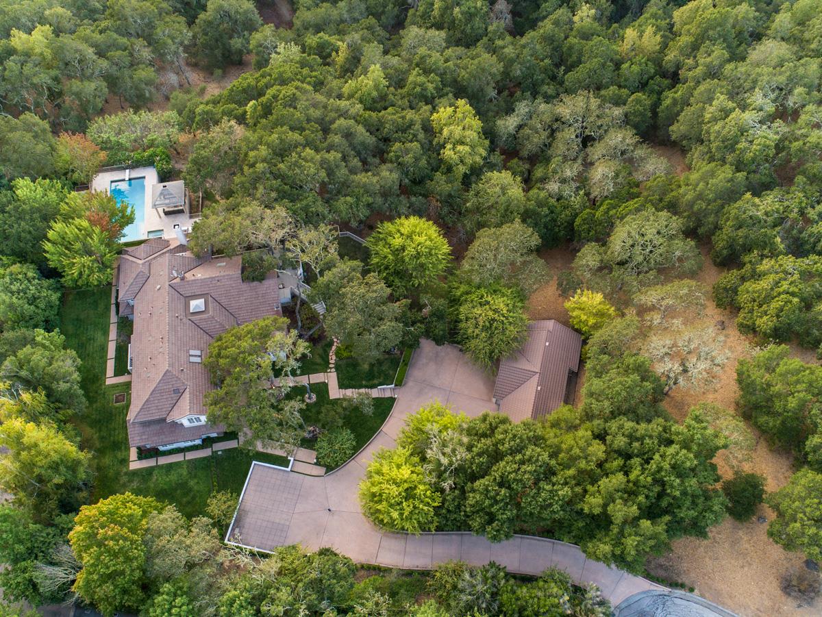 340 Jane Drive Woodside, CA 94062 - Photo 45 of 48 an aerial view of a house with a yard and lake view