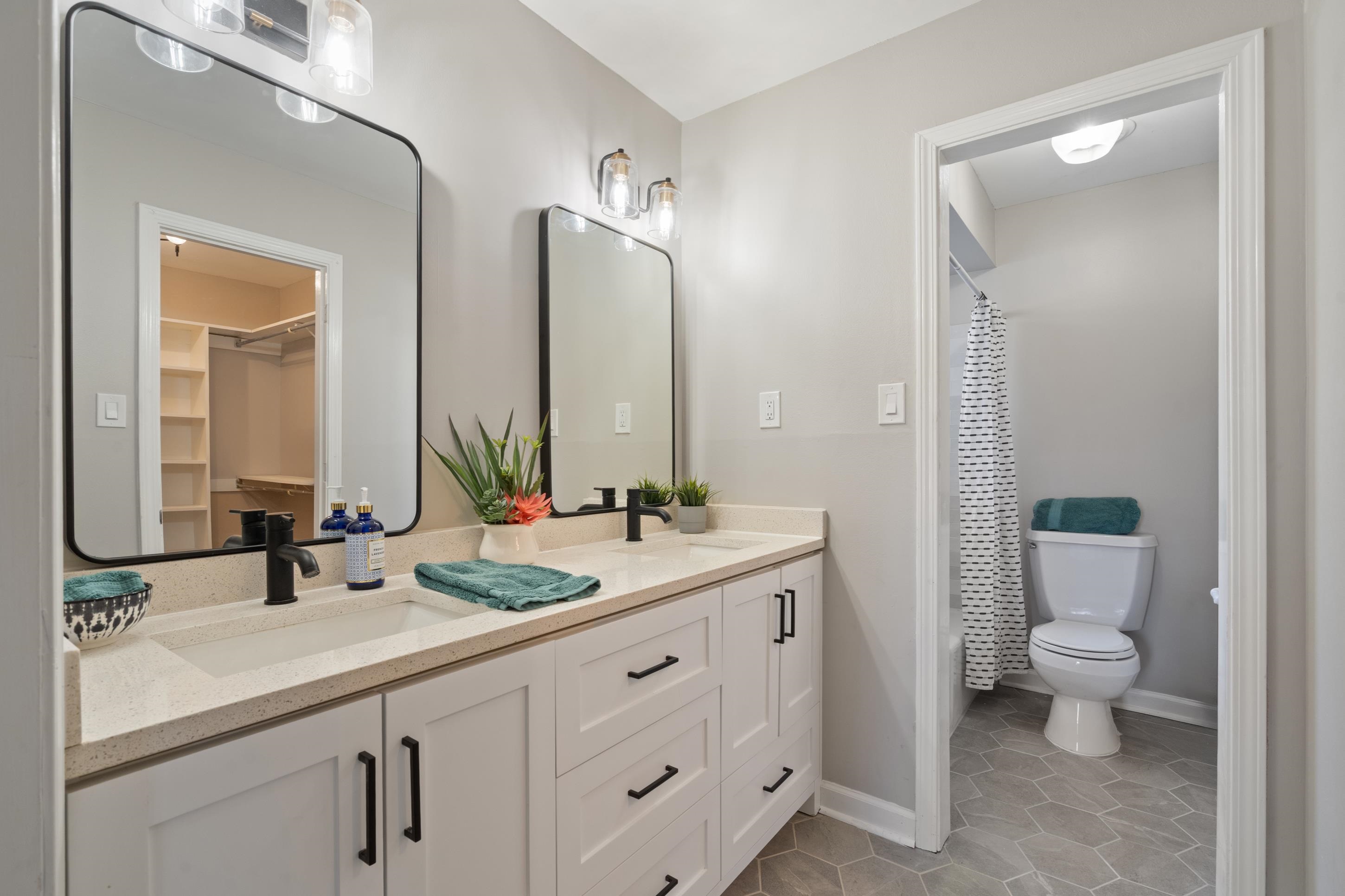 301 Dove Valley Road Collierville, TN 38017 - Photo 21 of 32 a bathroom with a double vanity sink toilet and mirror