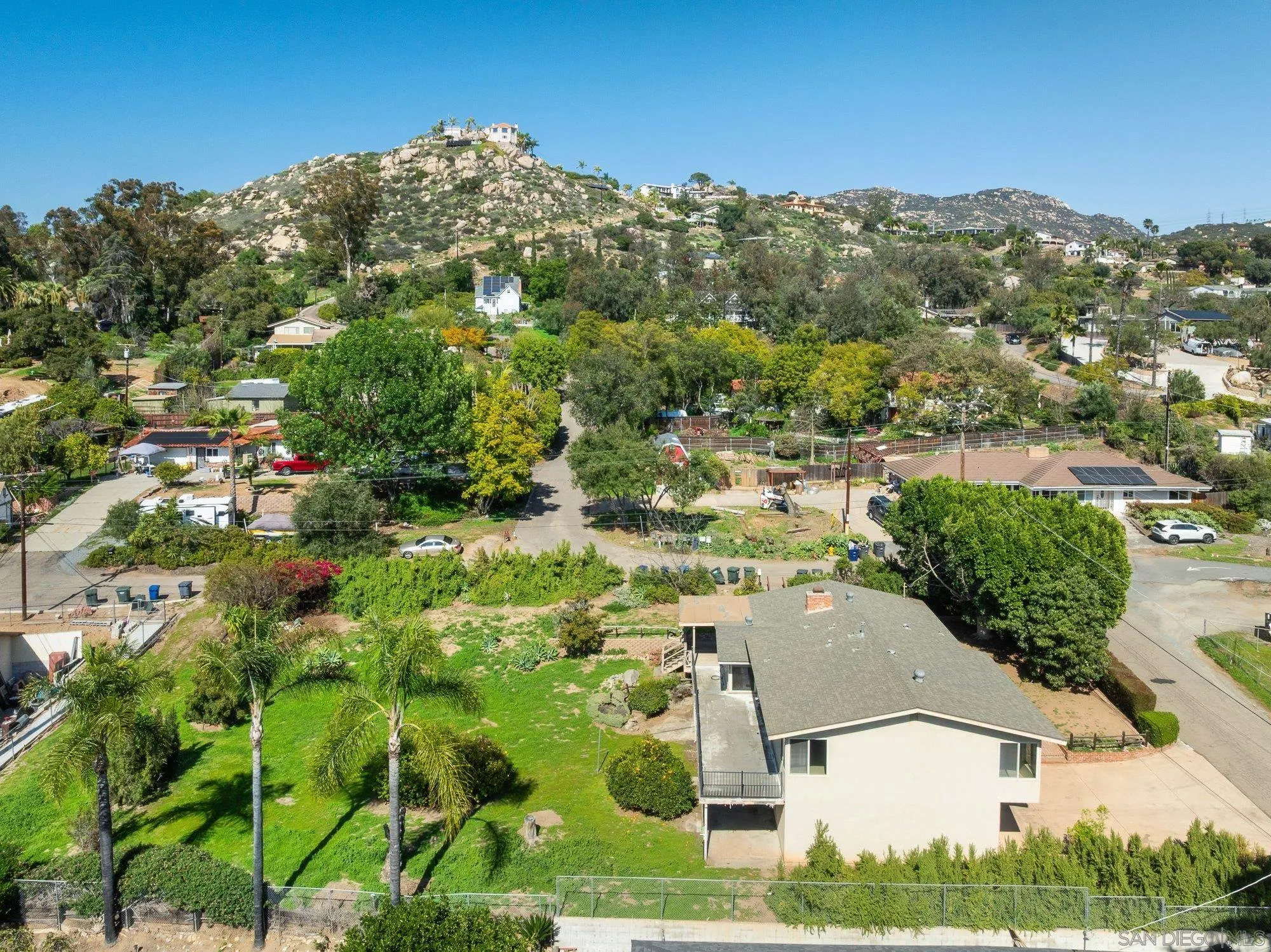 1999 Valley Rim Road El Cajon, CA 92019 - Photo 38 of 41 an aerial view of residential houses with outdoor space and trees
