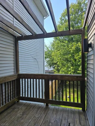 a view of wooden balcony