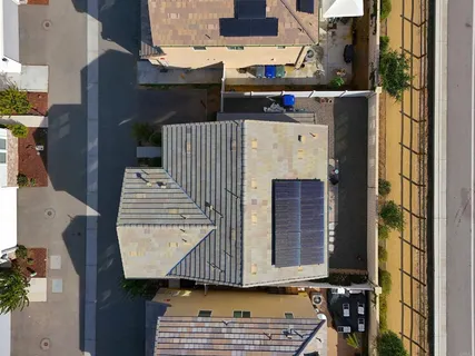 an aerial view of a city