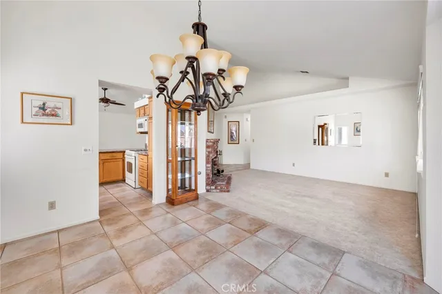 a view of a livingroom with a chandelier