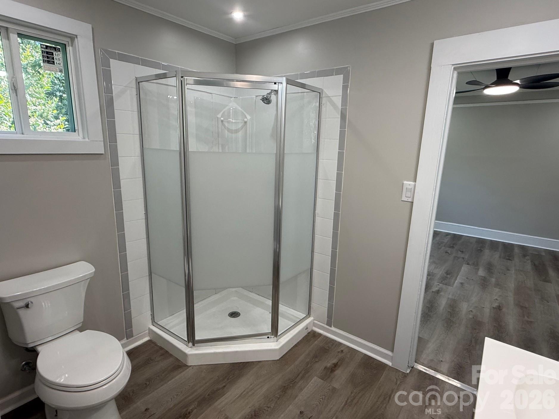 161 Seaboard Street Cheraw, SC 29520 - Photo 13 of 15 a bathroom with a shower a toilet and a sink