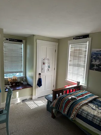 a bedroom with bed and window