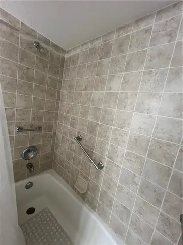 a bathroom with a bathtub