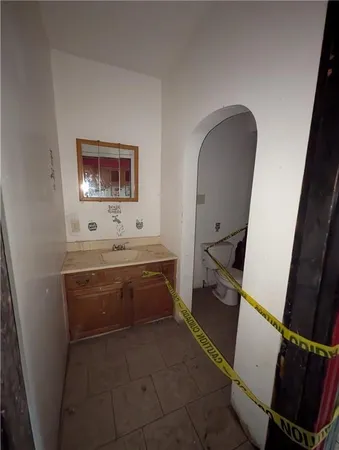 a room with painting and a table