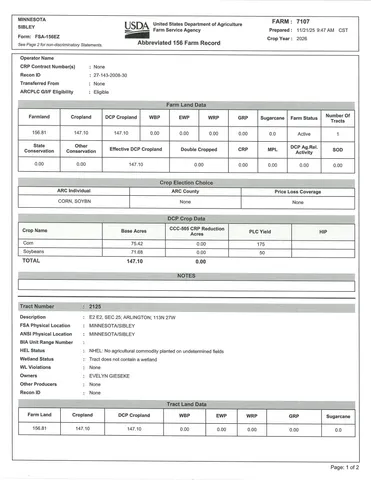 $1,837,500 | Xxx 371st Avenue, Arlington, MN 55307